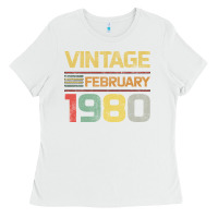 White Born in 1980 Vintage February Ladies Tee - Bettercallsaul