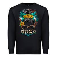Black nona life messy bun Premium Sweatshirt - BarkalooDesign