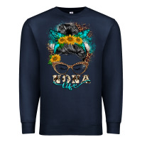 Navy nona life messy bun Premium Sweatshirt - BarkalooDesign