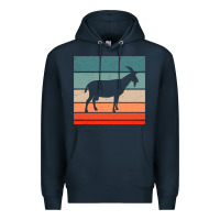 Navy goat goats retro style vintage 140 goat lover Premium Hoodie - ArtMosaic