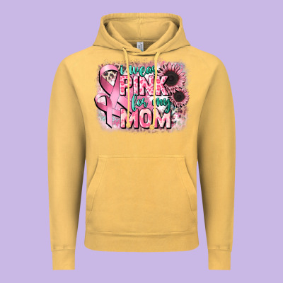 I Wear Pink For My Mom Vintage Hoodie Designed By Cowgirlartshop