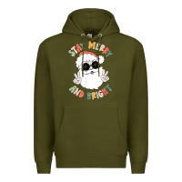 Army Green funny groovy stay merry and bright christmas santa claus t shirt Premium Hoodie - ArtMosaic