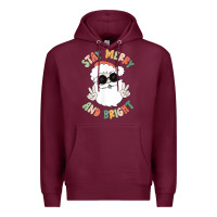 Burgundy funny groovy stay merry and bright christmas santa claus t shirt Premium Hoodie - ArtMosaic