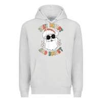 Dove Grey funny groovy stay merry and bright christmas santa claus t shirt Premium Hoodie - ArtMosaic