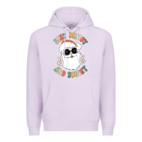Lilac funny groovy stay merry and bright christmas santa claus t shirt Premium Hoodie - ArtMosaic
