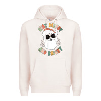 Pale Pink funny groovy stay merry and bright christmas santa claus t shirt Premium Hoodie - ArtMosaic