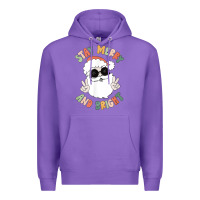 Funny Groovy Stay Merry And Bright Christmas Santa Claus T Shirt Premium Hoodie | Teevron