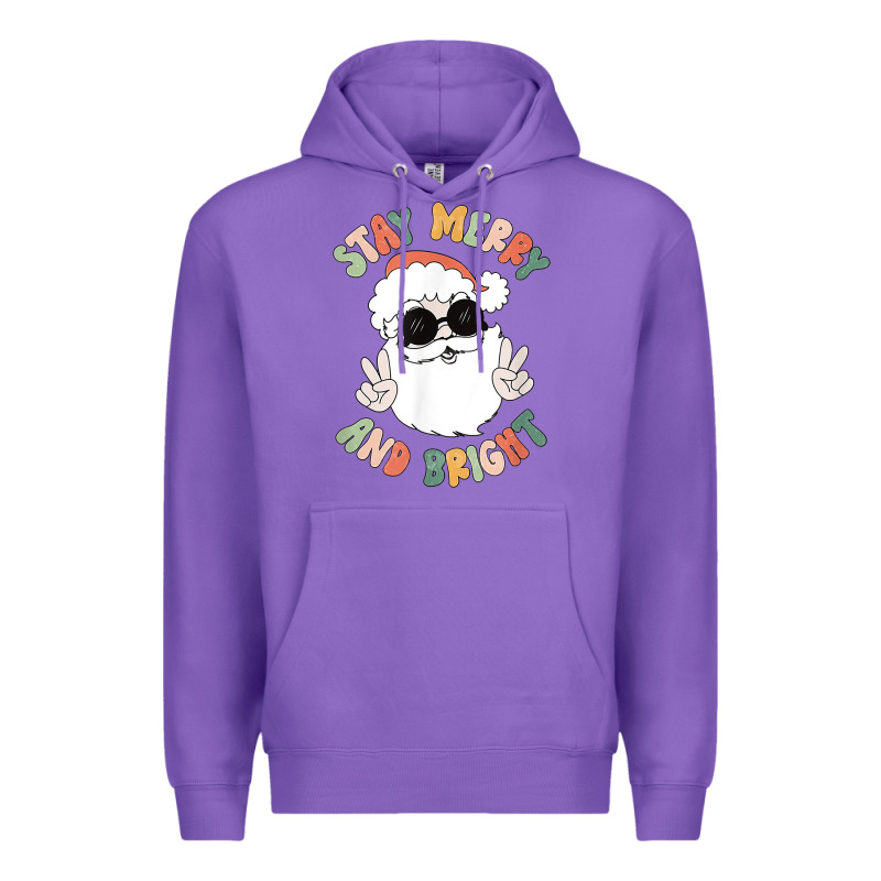 Funny Groovy Stay Merry And Bright Christmas Santa Claus T Shirt Premium Hoodie by ArtMosaic | Teevron