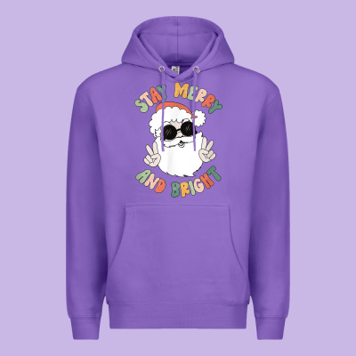 Funny Groovy Stay Merry And Bright Christmas Santa Claus T Shirt Premium Hoodie Designed By Artmosaic