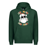 Sports Green funny groovy stay merry and bright christmas santa claus t shirt Premium Hoodie - ArtMosaic