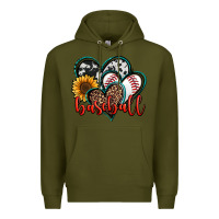 Army Green baseball hearts Premium Hoodie - Jasminsmagicworld