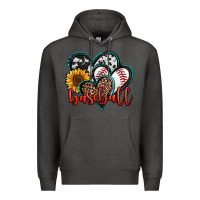 Charcoal Heather baseball hearts Premium Hoodie - Jasminsmagicworld