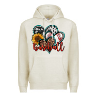 Oatmeal Heather baseball hearts Premium Hoodie - Jasminsmagicworld