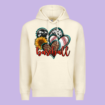 Baseball Hearts Premium Hoodie Designed By Jasminsmagicworld