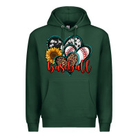 Sports Green baseball hearts Premium Hoodie - Jasminsmagicworld