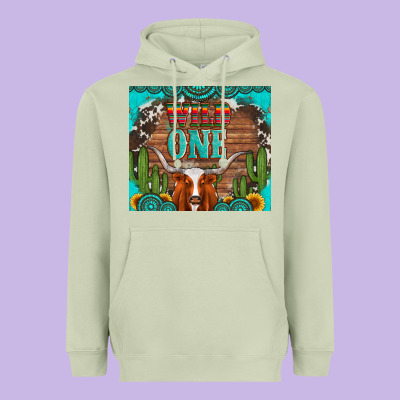 Wild One Longhorn Gemstones Cactus And Sunflowers Heavyweight Hoodie Designed By Artiststas