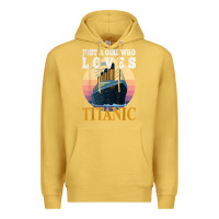 Antique Gold ship just a girl who loves titanic boat titanic girls woman t shirt Premium Hoodie - ArtMosaic