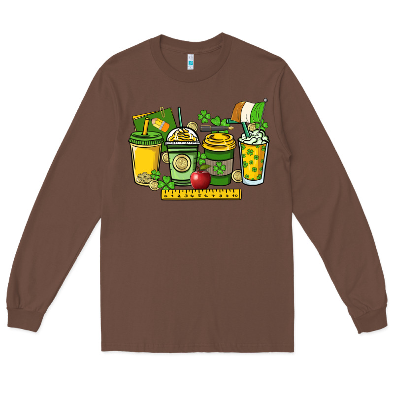 St. Patrick's Day Teacher Coffee Cups Long Sleeve Tee by HowdyJamesFarm | Teevron