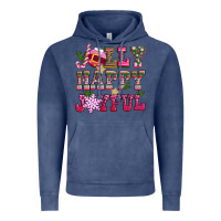 Vintage Denim jolly happy joyful pink christmas Vintage Hoodie - CowGirlArtShop