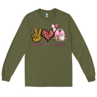 Army Green Peace Love Valentines Gnomes Long Sleeve Tee - Jasminsmagicworld