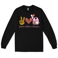 Black Peace Love Valentines Gnomes Long Sleeve Tee - Jasminsmagicworld