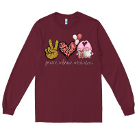 Burgundy Peace Love Valentines Gnomes Long Sleeve Tee - Jasminsmagicworld