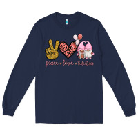 Navy Peace Love Valentines Gnomes Long Sleeve Tee - Jasminsmagicworld