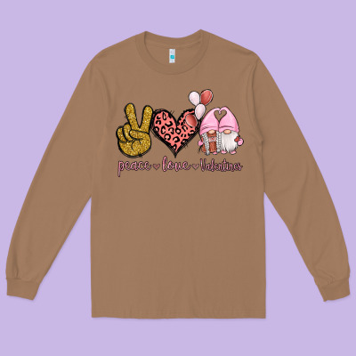 Peace Love Valentines Gnomes Long Sleeve Tee Designed By Jasminsmagicworld
