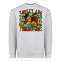 Heather Grey Turkey And Touchdowns Heavyweight Sweatshirt - LillyAllenDesigns