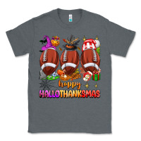 Charcoal Heather happy hallothanksmas football Classic Tee - texasbilliewilder