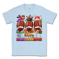 Dusty Blue happy hallothanksmas football Classic Tee - texasbilliewilder