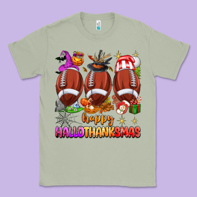 Happy Hallothanksmas Football Classic Tee Designed By Texasbilliewilder