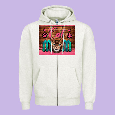 Western Cat Mom Zipper Hoodie Designed By Lillyallendesigns