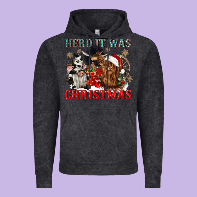 Herd It Was Christmas Vintage Hoodie Designed By Cowgirlartshop
