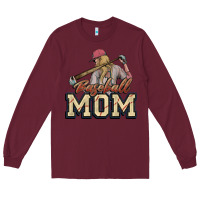 Burgundy Baseball mom Long Sleeve Tee - HowdyJamesFarm
