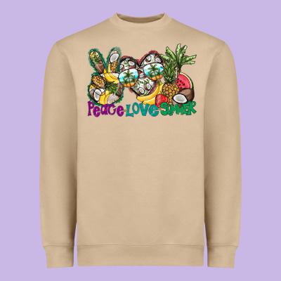 Peace Love Summer Heavyweight Sweatshirt Designed By Cowhidedigitalart