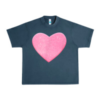 Midnight Navy Valentines Pink Heart Urban Heavy Tee - FloraArt