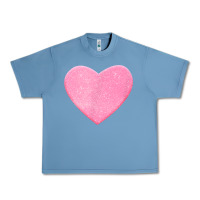 Pebble Blue Valentines Pink Heart Urban Heavy Tee - FloraArt