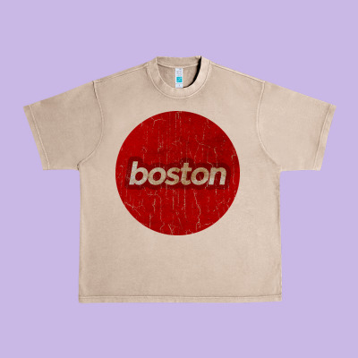 Boston   Simple Red Circle Vintage Urban Heavy Tee Designed By Floraart