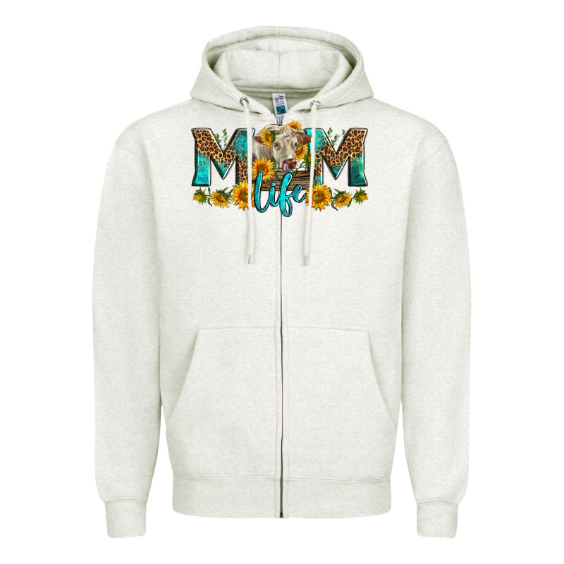 Western Charolais Cow Mom Life Zipper Hoodie by LillyAllenDesigns | Teevron
