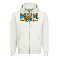 Oatmeal Heather Western Charolais Cow Mom Life Zipper Hoodie - LillyAllenDesigns