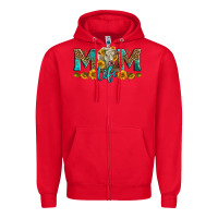 Red Western Charolais Cow Mom Life Zipper Hoodie - LillyAllenDesigns
