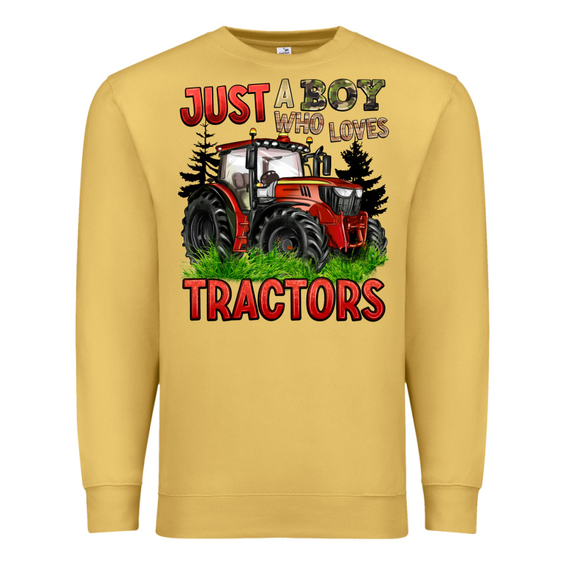 Just A Boy Who Loves Tractors Red Tractor Premium Sweatshirt by BarkalooDesign | Teevron