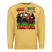 Antique Gold just a boy who loves tractors red tractor Premium Sweatshirt - BarkalooDesign