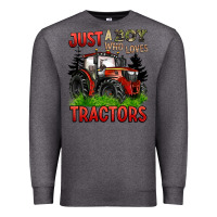 Charcoal Heather just a boy who loves tractors red tractor Premium Sweatshirt - BarkalooDesign