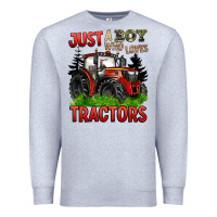 Heather Grey just a boy who loves tractors red tractor Premium Sweatshirt - BarkalooDesign