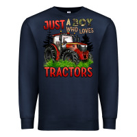 Navy just a boy who loves tractors red tractor Premium Sweatshirt - BarkalooDesign