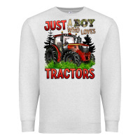 Oatmeal Heather just a boy who loves tractors red tractor Premium Sweatshirt - BarkalooDesign
