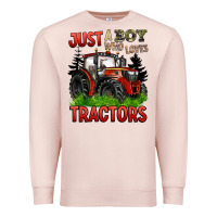 Pale Pink just a boy who loves tractors red tractor Premium Sweatshirt - BarkalooDesign