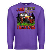 Purple just a boy who loves tractors red tractor Premium Sweatshirt - BarkalooDesign